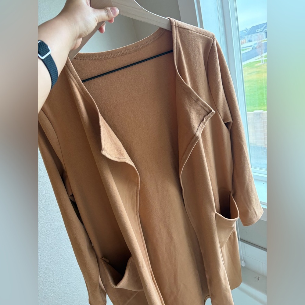 Stylish Tan Open Front Cardigan